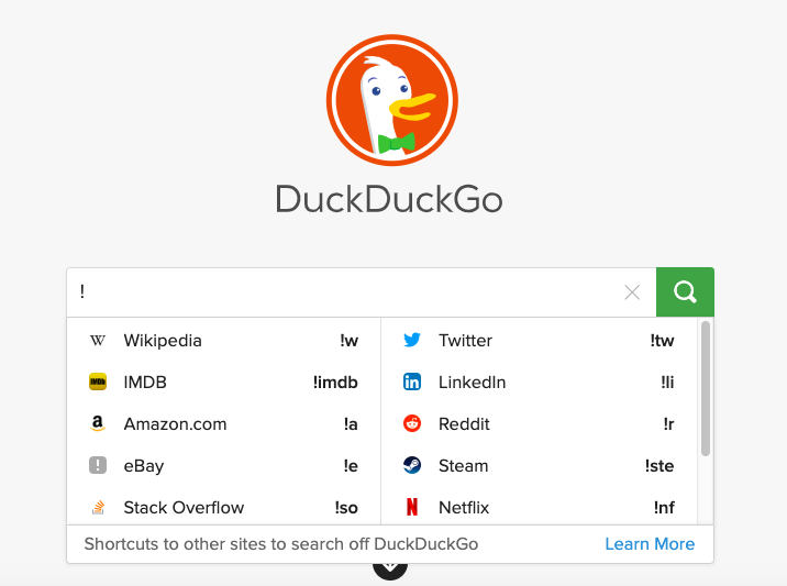 Duckduckgo liên kết đến các trang web khác