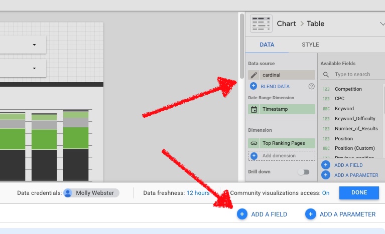 Tạo trường tùy chỉnh trong Data Studio.