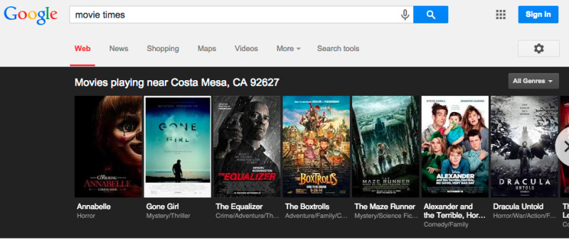 google-movie-times